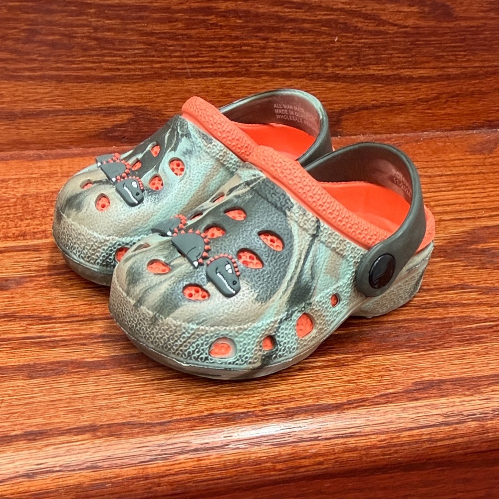 Kids Camouflage Slippers with Orange Trim